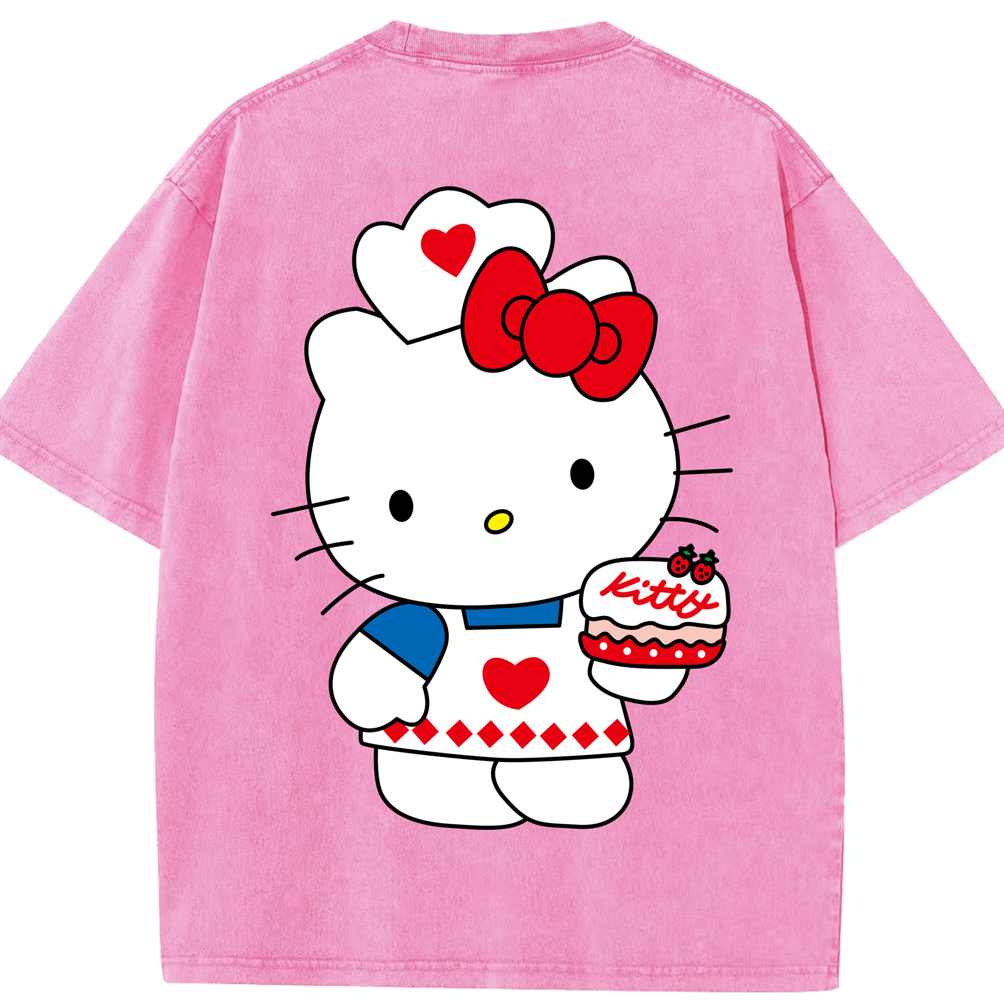（画像用） Hello Kitty ハローキティ 綿100% ヴィンテージ風 半袖Tシャツ（背面プリント）